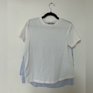 Opening Ceremony White Shirt Front + Blue Striped Back